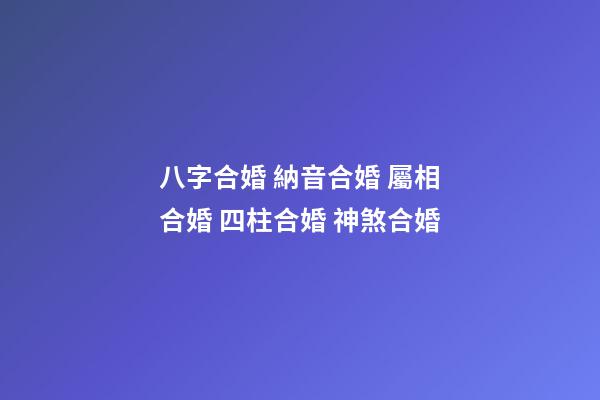 八字合婚 納音合婚 屬相合婚 四柱合婚 神煞合婚